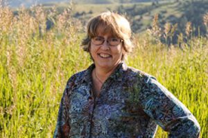 lab scientist Karen Clark outside Bozeman Clinic in Bozeman, MT