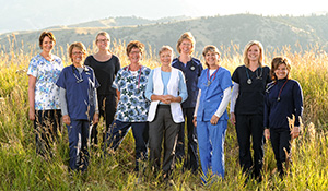 Bozeman Clinic nurses outside the office in Bozeman, MT