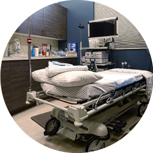 patient gown on exam table in Bozeman Clinic in Bozeman, MT